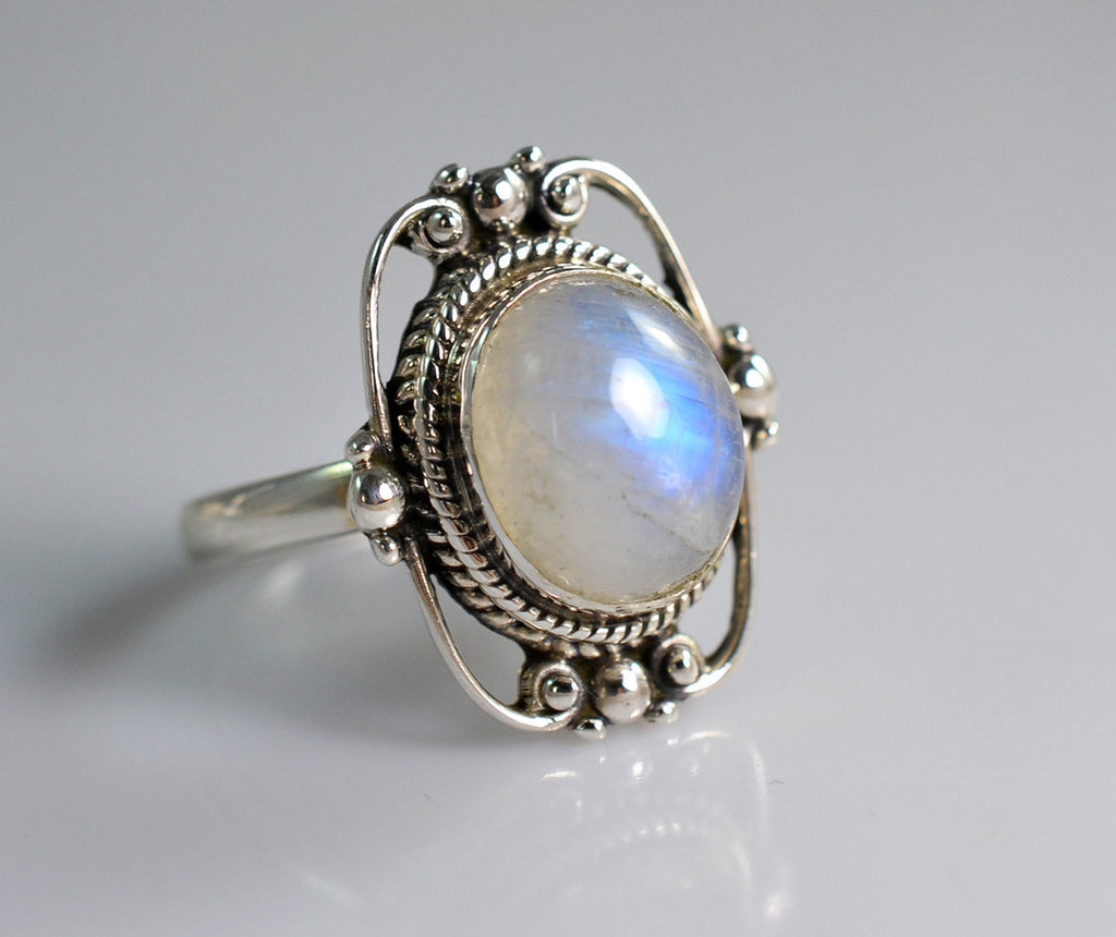 Rainbow Moonstone 925 Solid Sterling Silver Handmade Lantern Ring ...