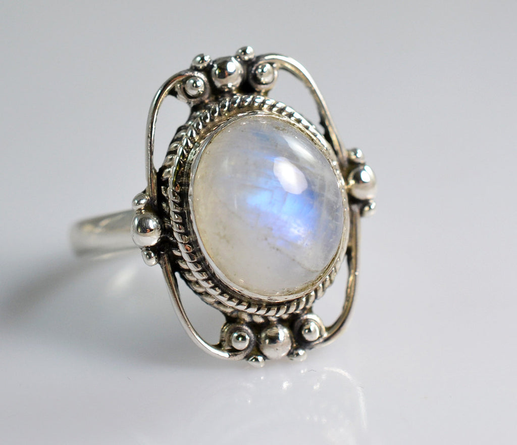 Rainbow Moonstone 925 Solid Sterling Silver Handmade Lantern Ring ...