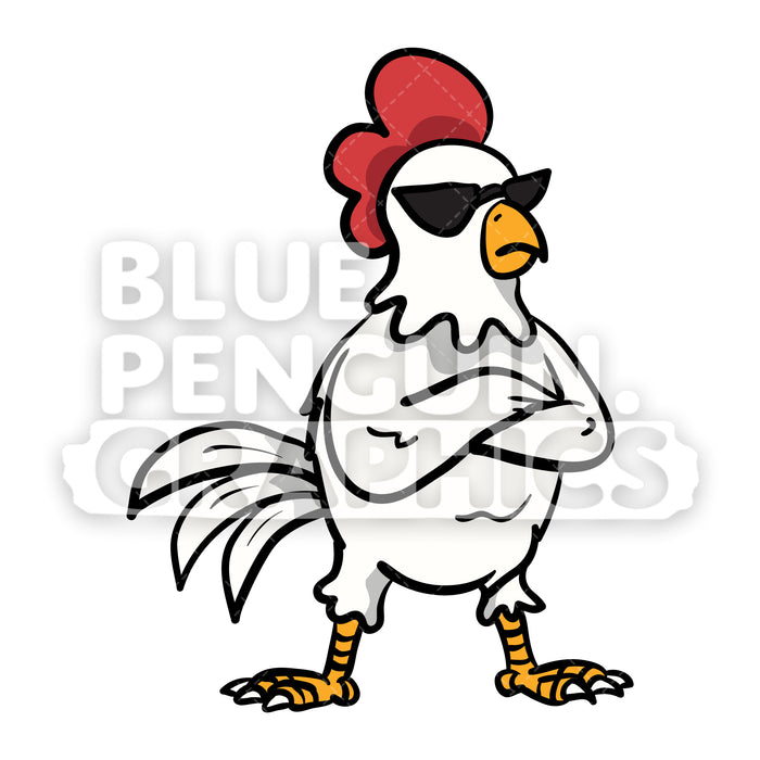 Download Chicken with Cool Black Sunglass Vector Cartoon Clipart ...