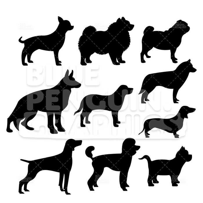 Download Dog Breed Silhouettes Bundle Set Vector Cartoon Clipart ...