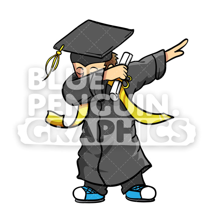 Download Graduate Dabbing Boy Vector Cartoon Clipart Illustration — Penguin Graphics