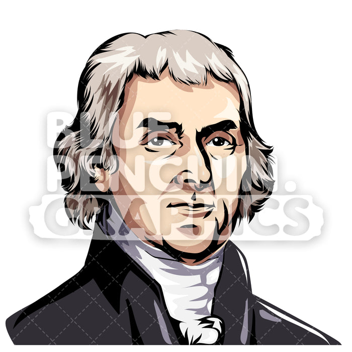 Thomas Jefferson USA Vector Clipart Illustration Blue