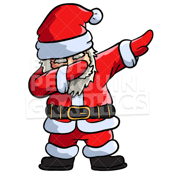 Santa Dabbing Christmas Vector Cartoon Clipart Illustration Penguin Graphics
