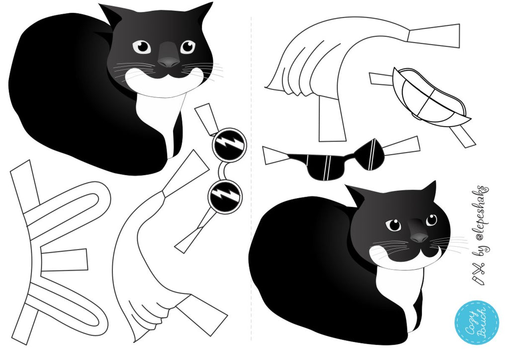 Little Black Cat  Paper toys template, Paper doll template, Paper