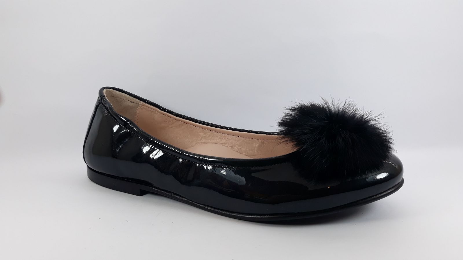 black pom pom flats