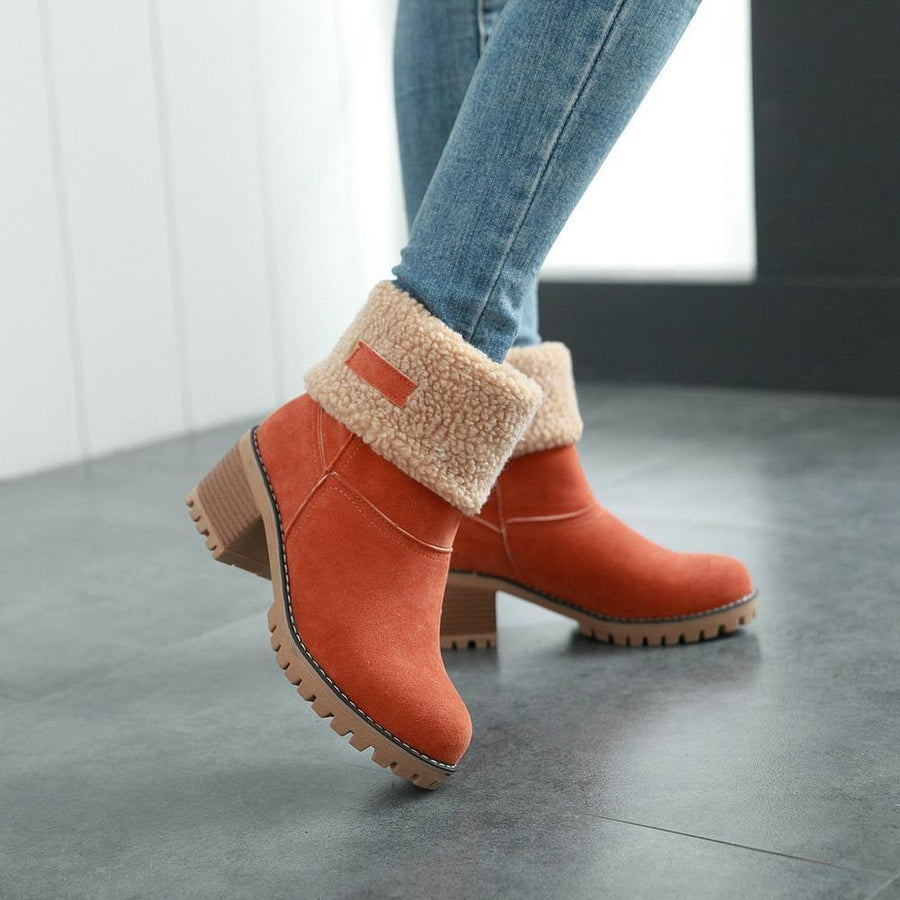 women's square heel snow boots