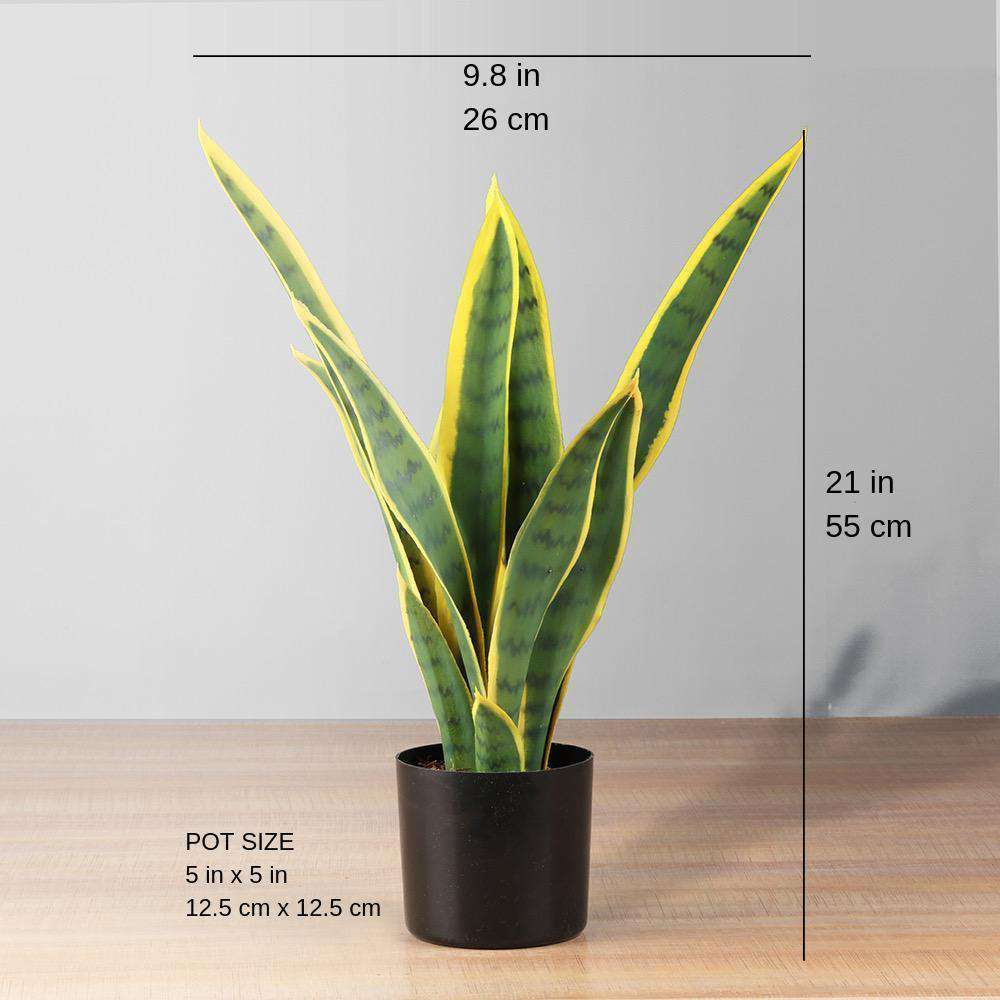 Mikasa 18-in Artificial Plastic Snake Plant in A Faux Marble Pot, Green