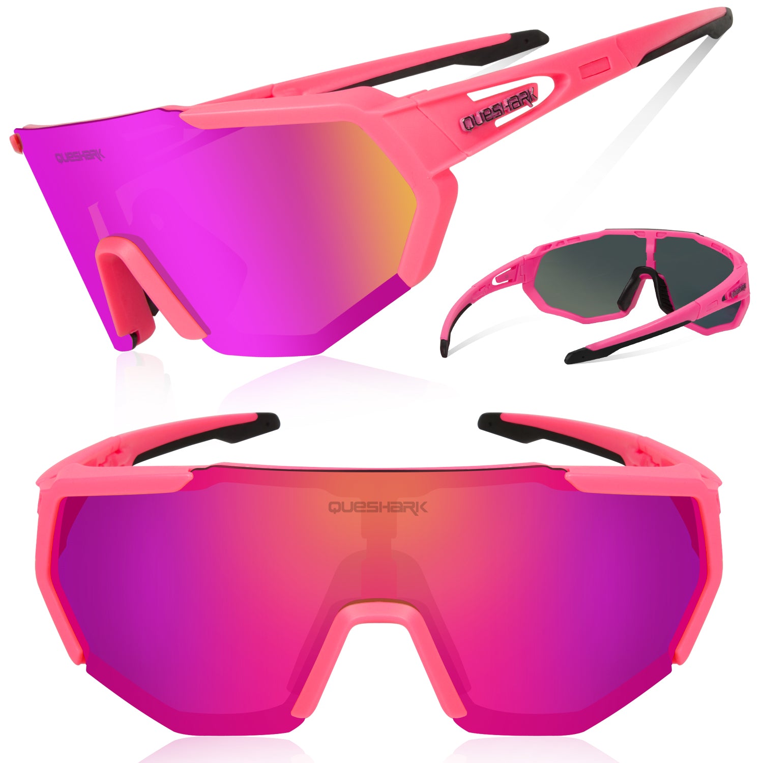 Queshark Cycling Glasses TR90 Unbreakable Frame Polarized Sports