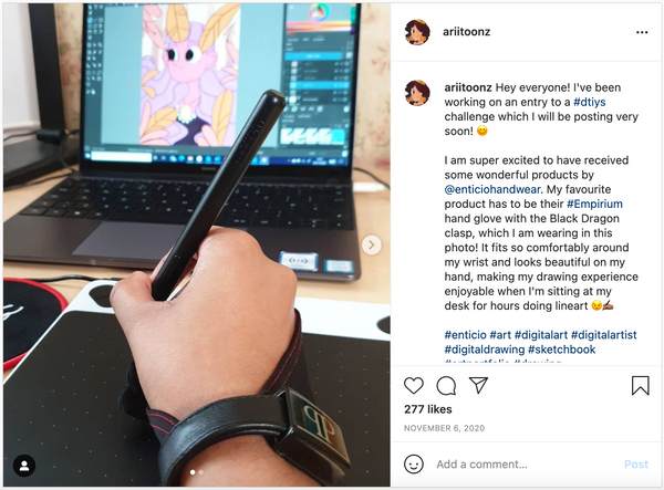 Enticio Artist Glove Review on Instagram