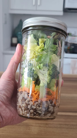 salad in a mason jar