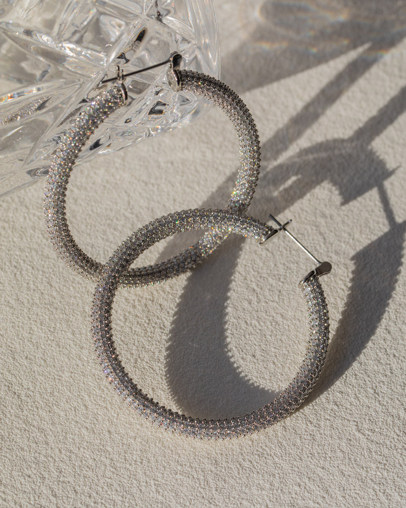 Pave Amalfi Hoops- Silver | Luv Aj