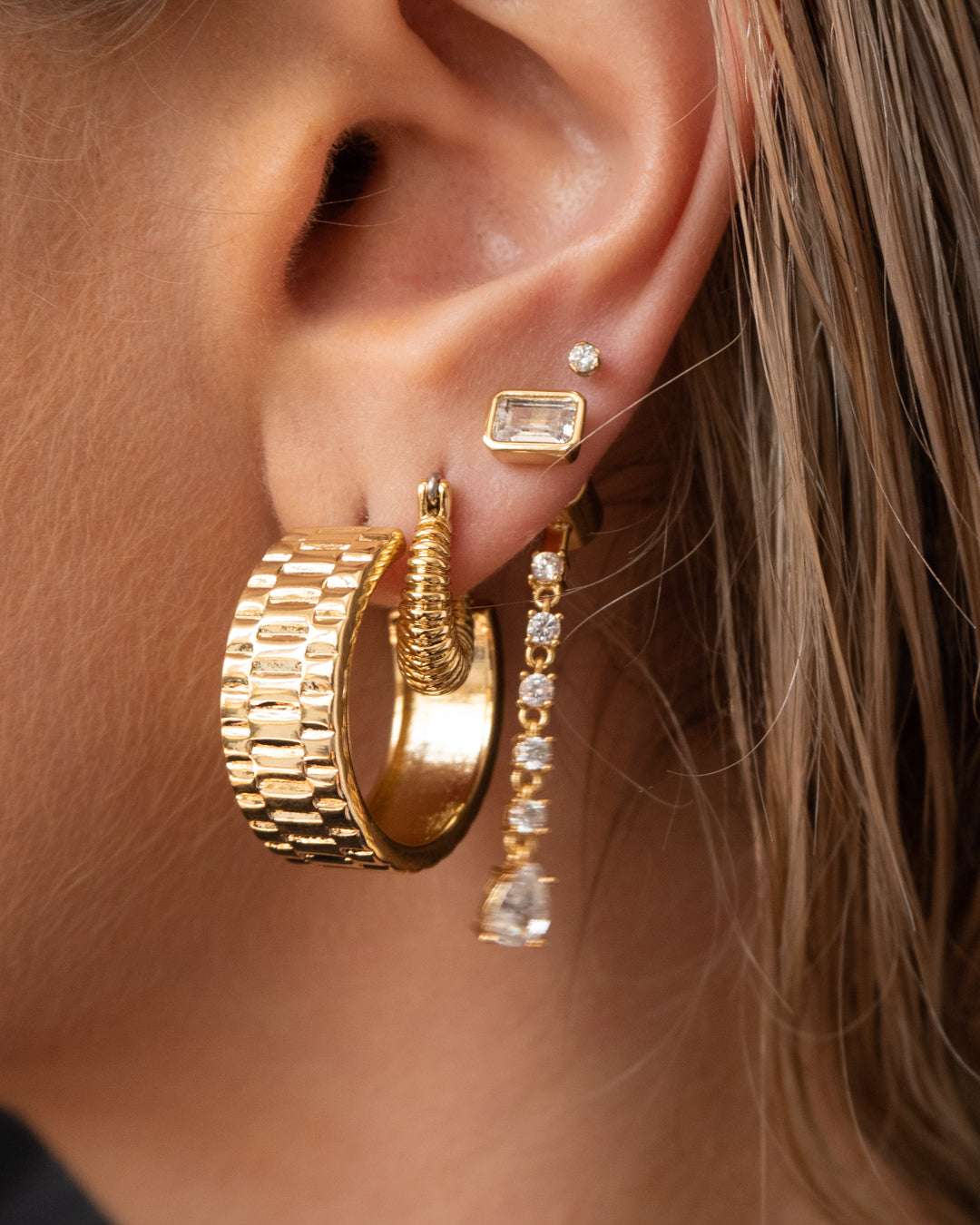 Sylvie Stone Drop Studs- Gold (Ships Immediately)