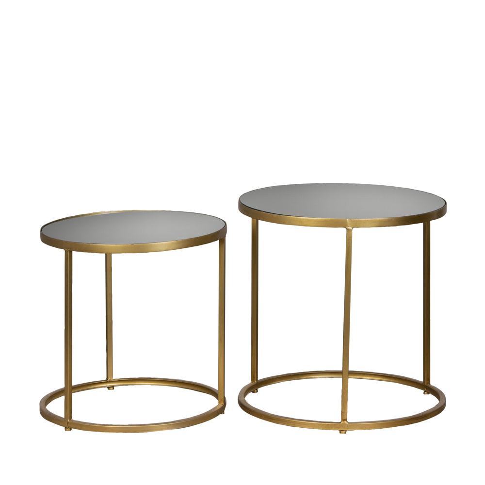 Avery S 2 Side Tables Round Mirrored Gold The King Oak