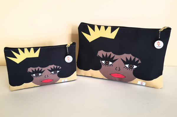 let me adjust my crown, pouches, art pouches, skcreationsllc, art bags, art to wear, queen, crown, black girl magic, online shopping, holiday shopping, gift ideas, gifts, custom bags, bags, wearable art, custom gifts, christmas, kwanzaa