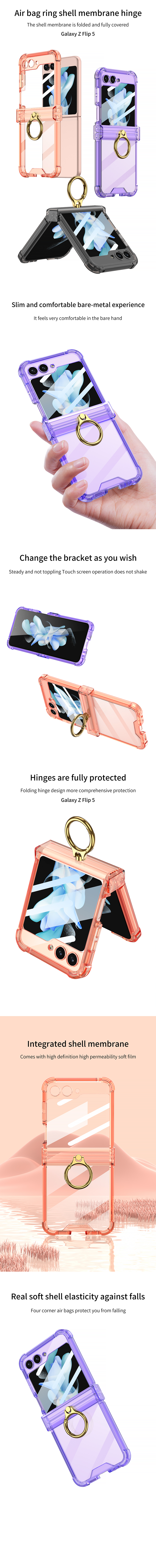 Dealggo | Airbag Ring Hinge Phone Case for Samsung Galaxy Z Flip5 Flip4 Flip3