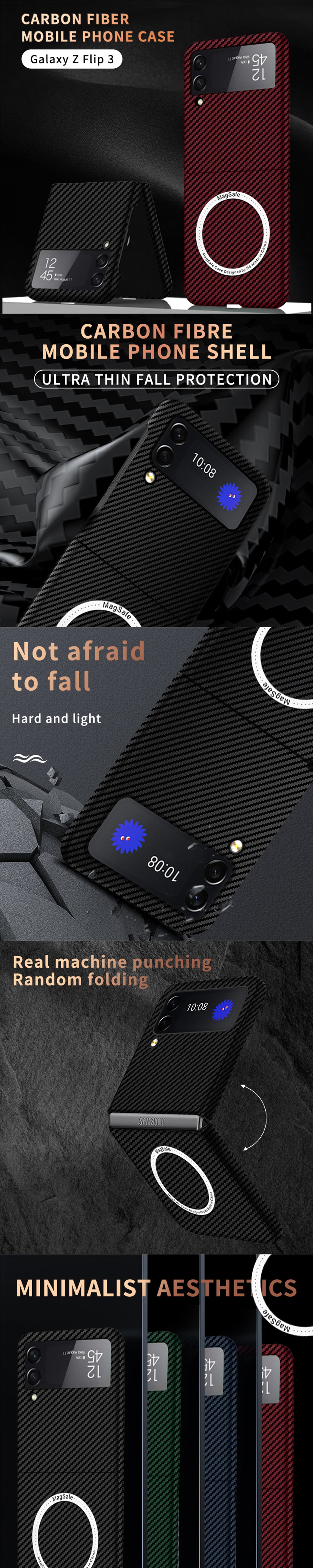 Samsung Galaxy Z Flip3 | Magnetic Carbon Fiber Phone Case -Dealggo.com
