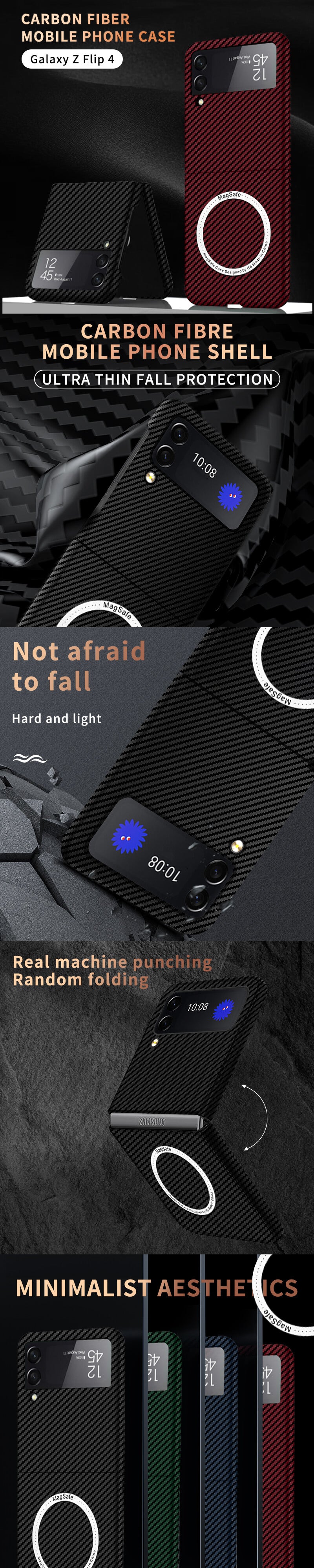 Samsung Galaxy Z Flip4 | Magnetic Carbon Fiber Phone Case -Dealggo.com