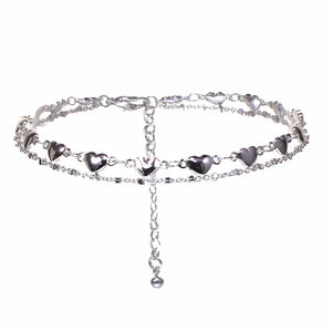 anklet silver heart - The Gathering Shops