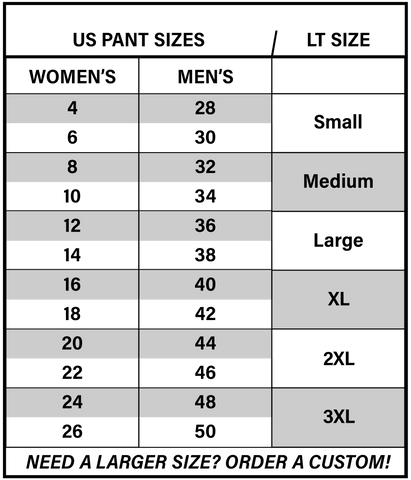 Size Chart  Lizard Tail Belts