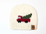 Christmas in July! Free Crochet and Knitting Patterns Roundup | Christmas Tree Farm Truck Hat Free Knitting Pattern