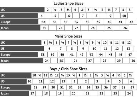 shoe size chart uk us european shoe 