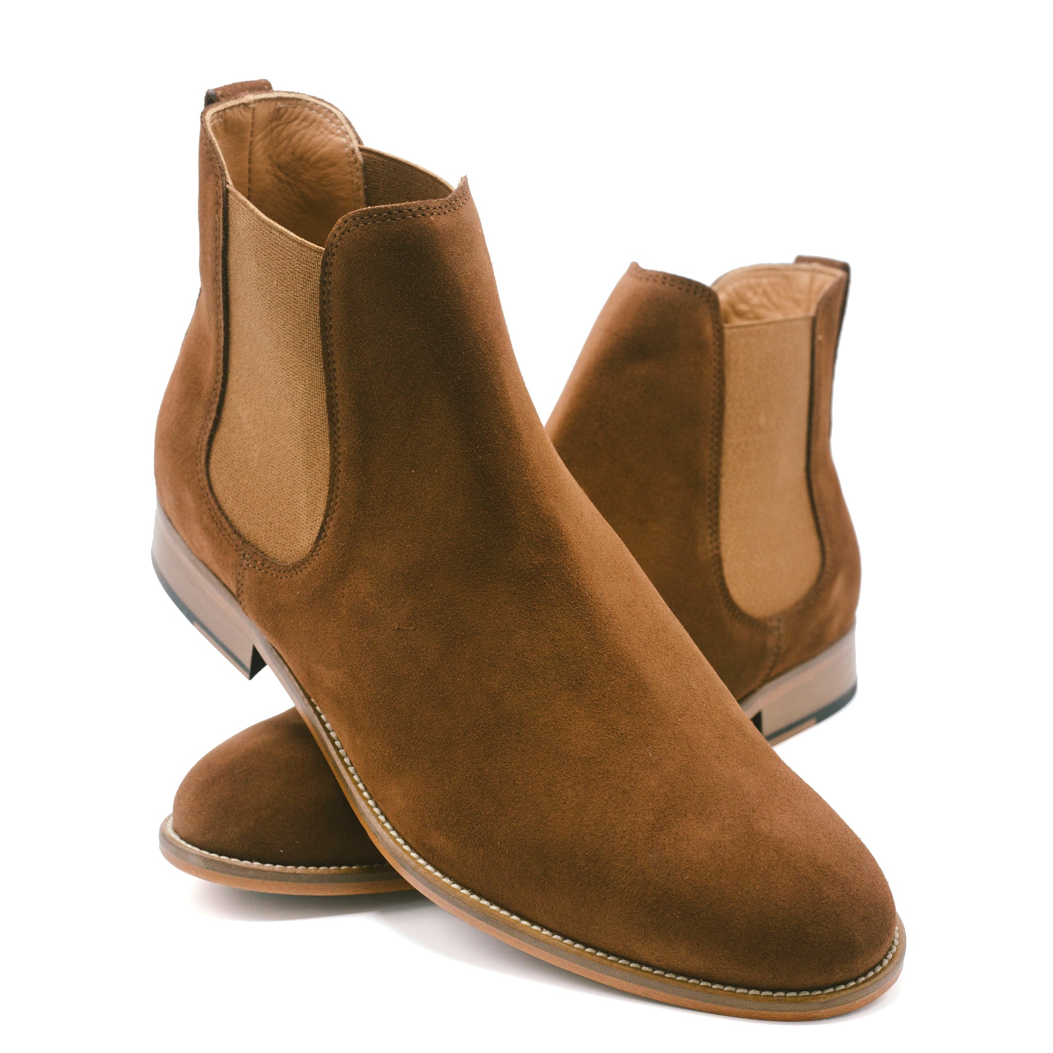 cognac suede chelsea boots