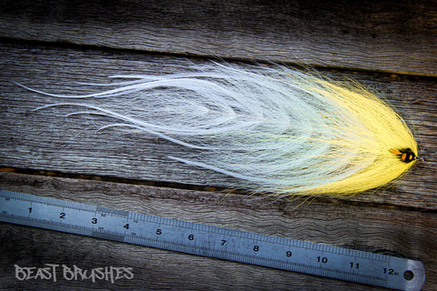 Beast Brushes Bucktail. Beast Fleye tied by Chris Adams of Ammo Flies.