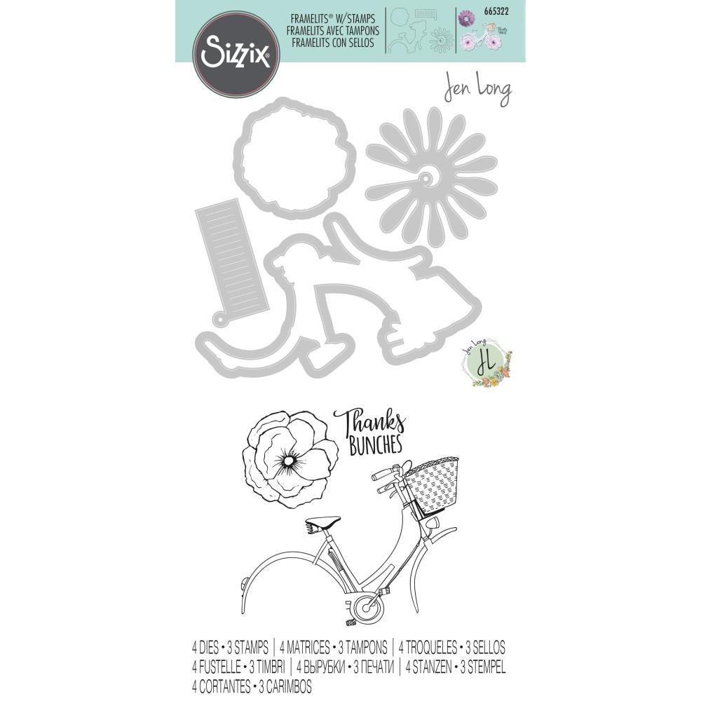 Sizzix - Framelits Dies w/Stamps - Thankful Bicycle