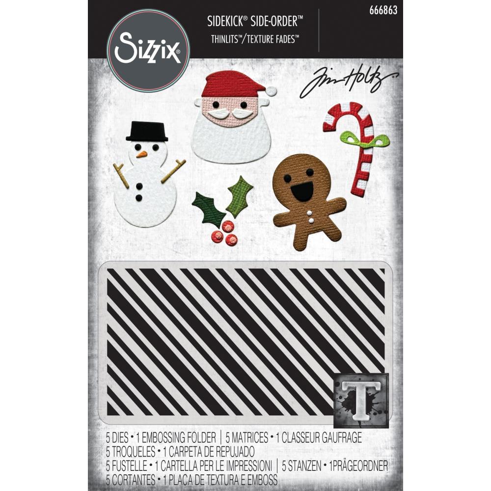 Sizzix - Tim Holtz - Thinlits Dies & Texture Fades Embossing Folder - Vault Christmas Minis