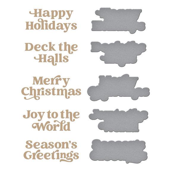 Spellbinders - Joyful Christmas Collection - Glimmer Hot Foil Plate & Die Set - Joyful Christmas Sentiments