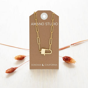 Paperclip Chain Statement Necklace with Padlock Clasp - Terra Shepherd Boutique & Apothecary