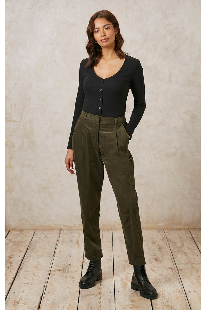 People Tree Women's Sasha Trousers.khaki Trousers, Green (Khaki