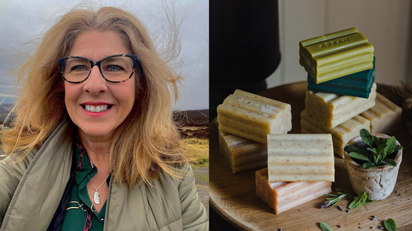 Jacqui our Wholesale Manager with her favourite product, Apothecary Soaps