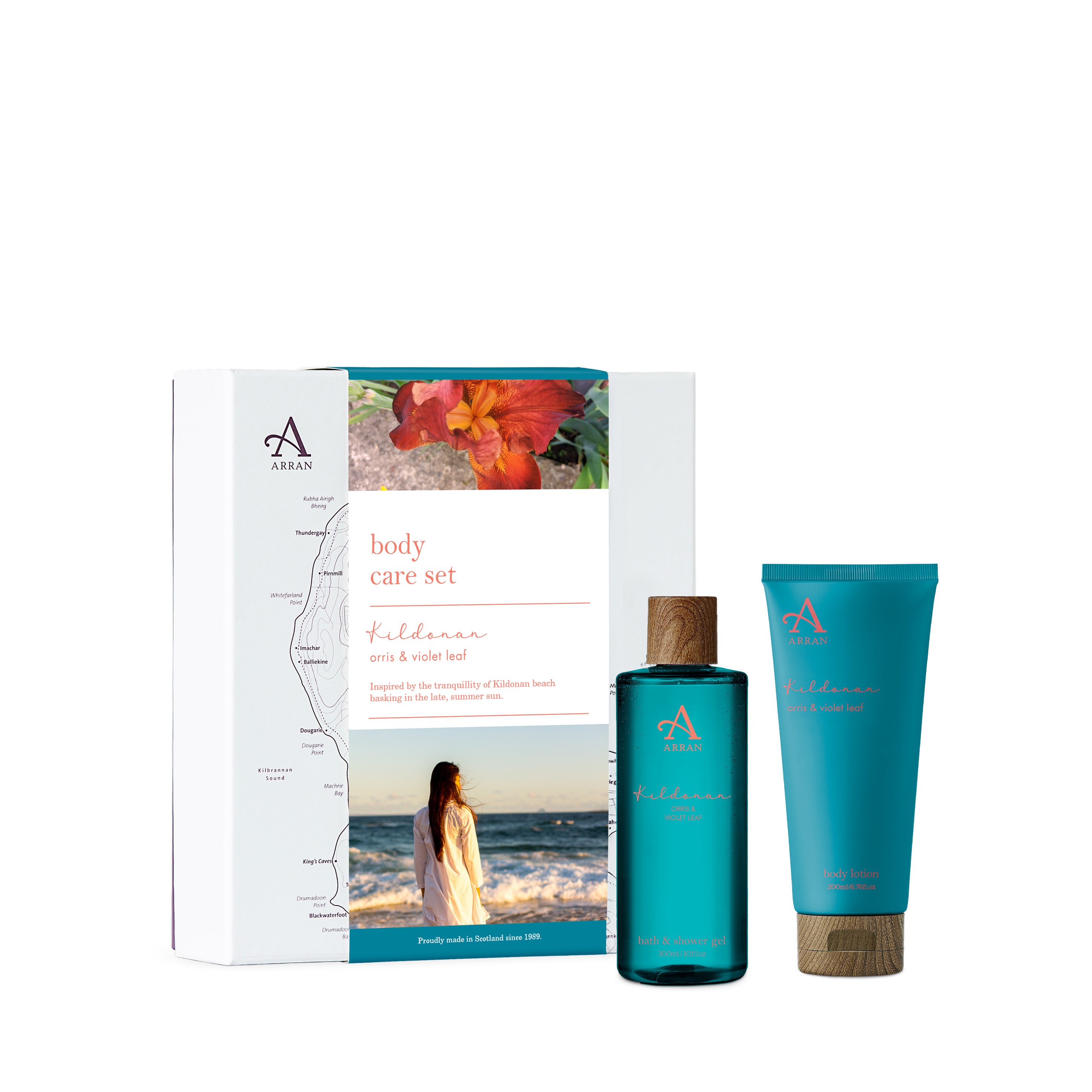 An image of ARRAN Kildonan Body Care Gift Set | Made in Scotland | Orris & Violet Leaf Scent