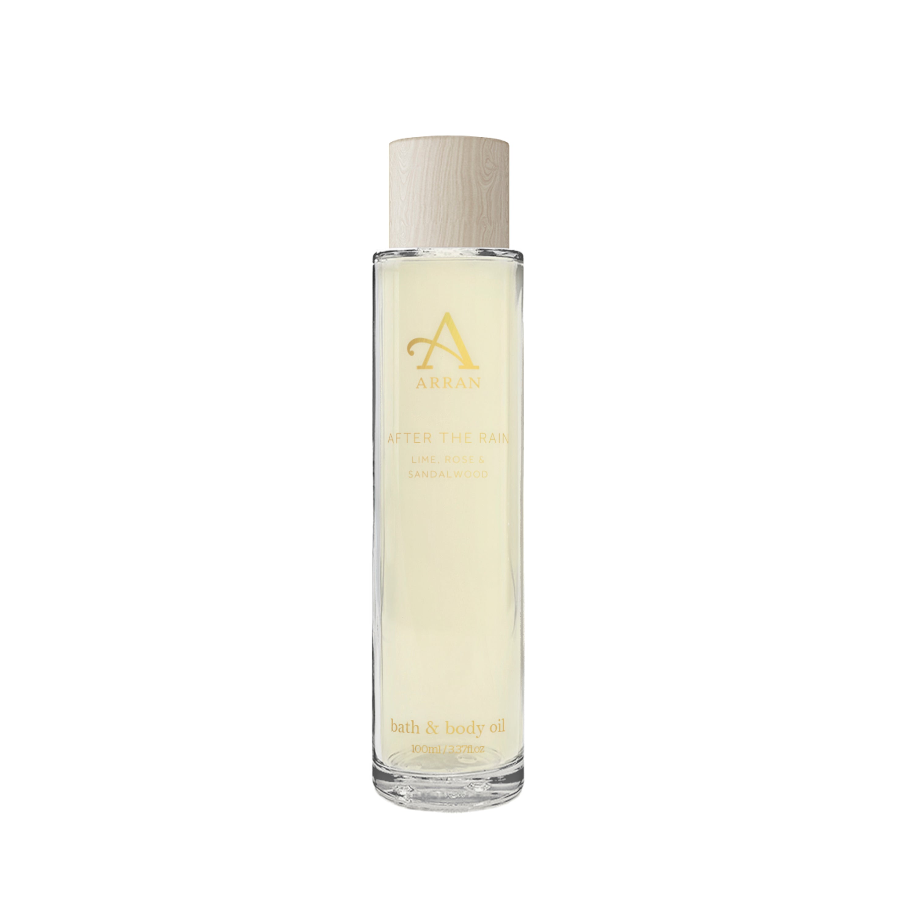 An image of ARRAN After the Rain Bath & Body Oil | Made in Scotland | Lime, Rose & Sandalwoo...
