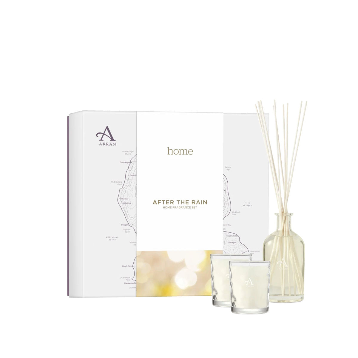 An image of ARRAN After the Rain Home Fragrance Gift Set | Made in Scotland | Lime, Rose & S...