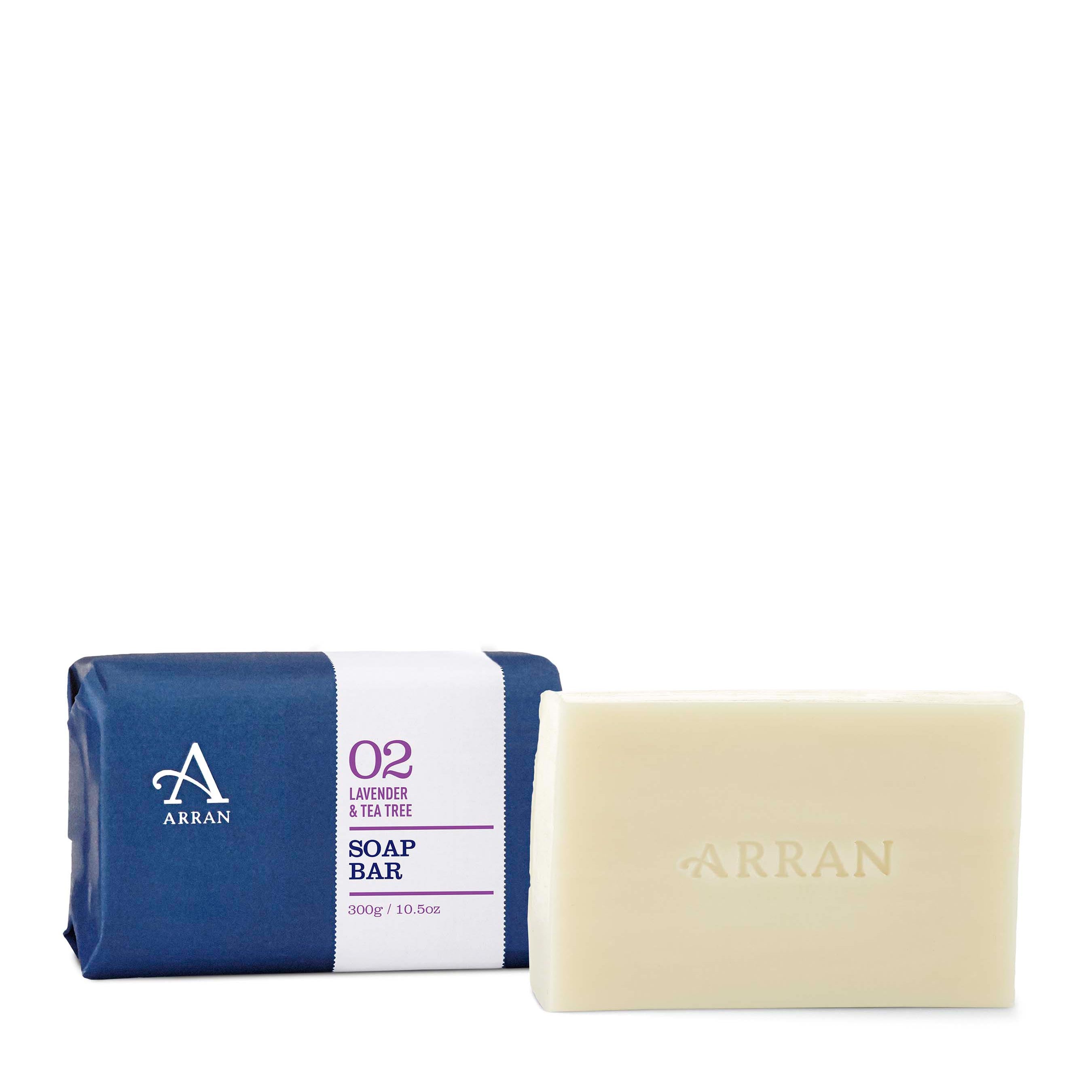 An image of ARRAN Apothecary Lavender & Tea Tree Soap Bar 300g | Made in Scotland | Lavender...