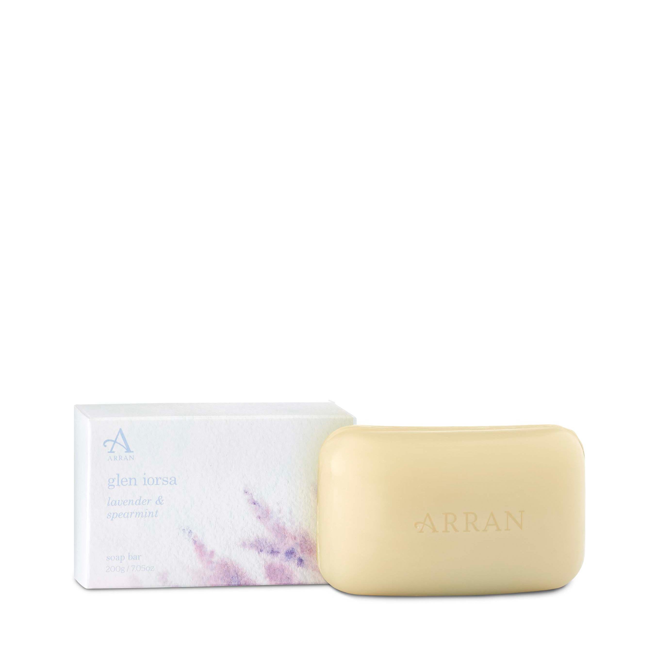 An image of ARRAN Glen Iorsa Lavender & Spearmint Soap Bar 200g | Made in Scotland | Lavende...
