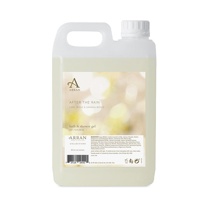 An image of ARRAN 2L After the Rain Bath & Shower Gel Refill | Made in Scotland | Lime, Rose...