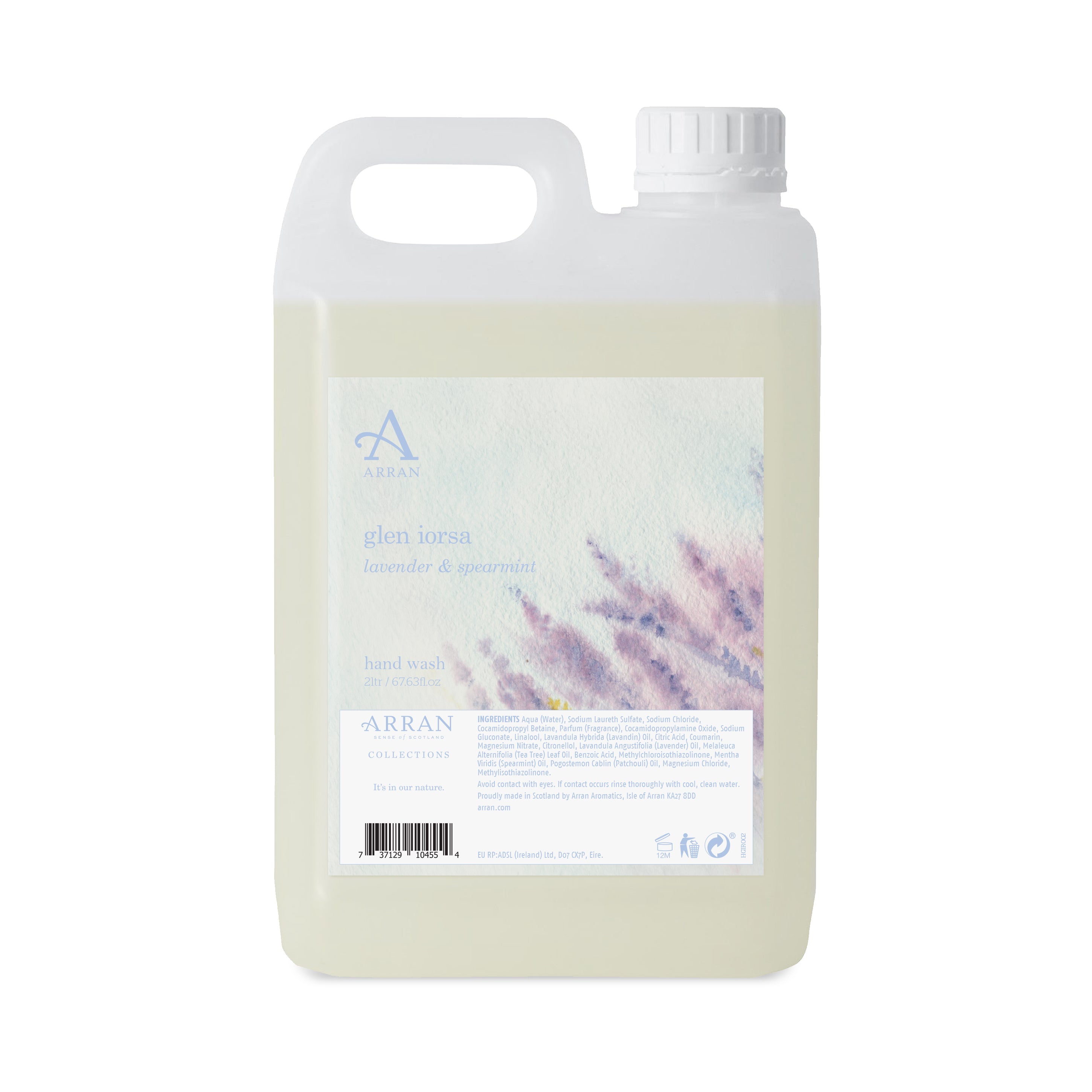 An image of ARRAN 2L Glen Iorsa Liquid Hand Wash Refill | Made in Scotland | Lavender & Spea...