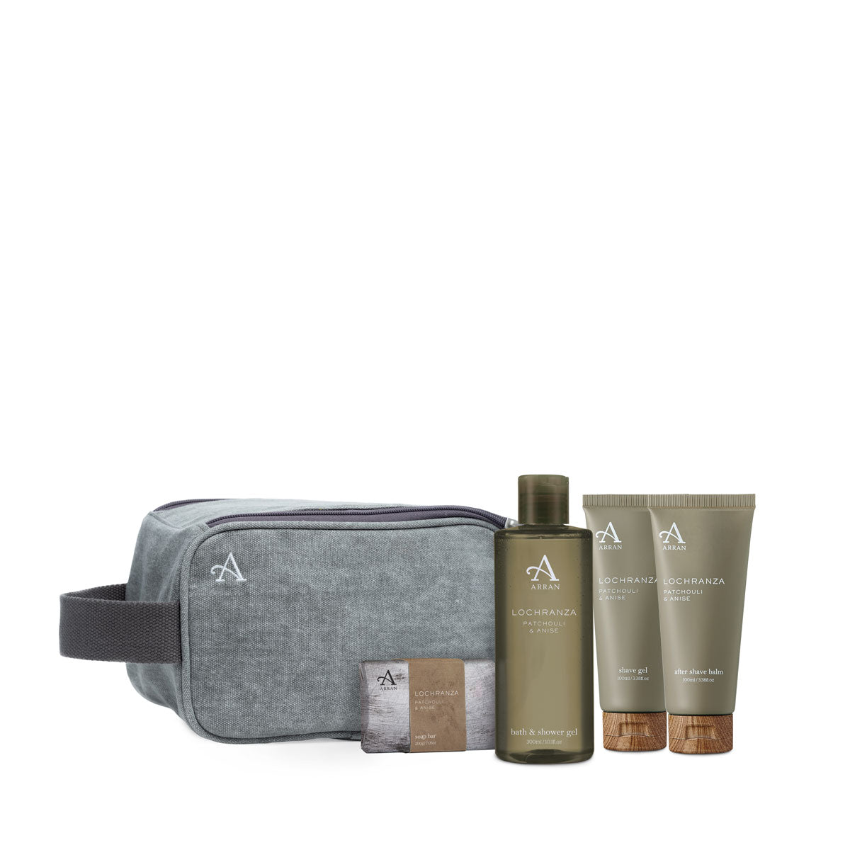 An image of ARRAN Lochranza Men's Wash Bag | Made in Scotland | Patchouli & Anise Scent | Me...