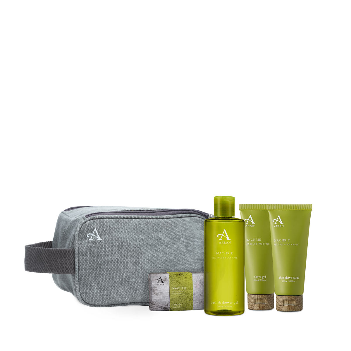 An image of ARRAN Machrie Men's Wash Bag | Made in Scotland | Sea Salt & Rockrose Scent | Me...