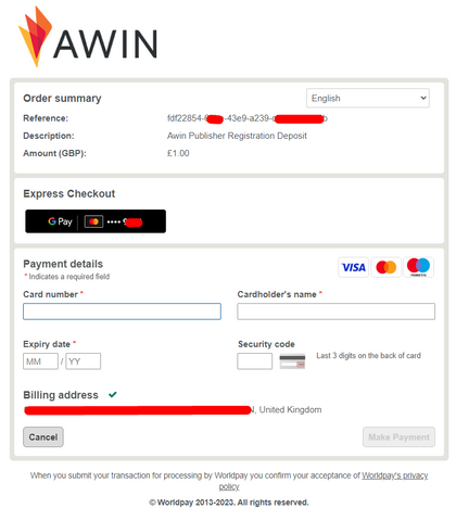 Awin Publisher Registration Deposit