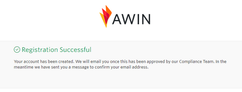 Awin registration successful