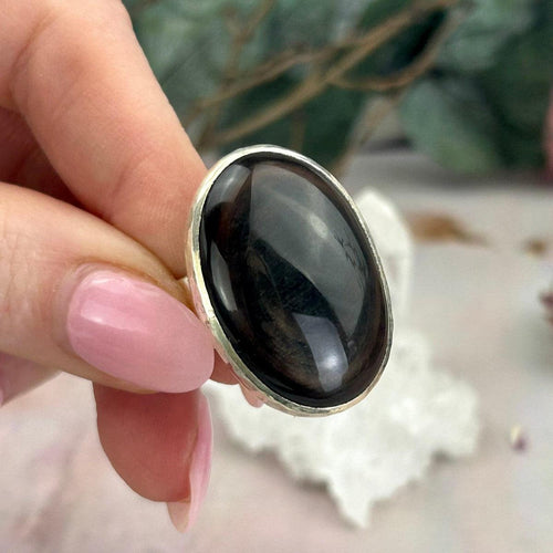 YA1599 Mahogany Obsidian Point Wire Wrapped Ring Adjustable 32x8mm -  AliExpress