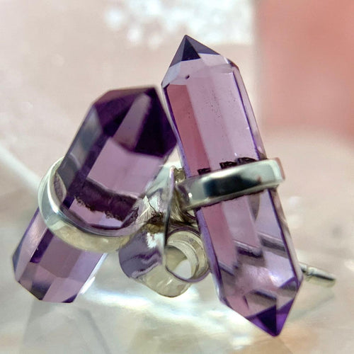 Amethyst Double Terminated Point Studs