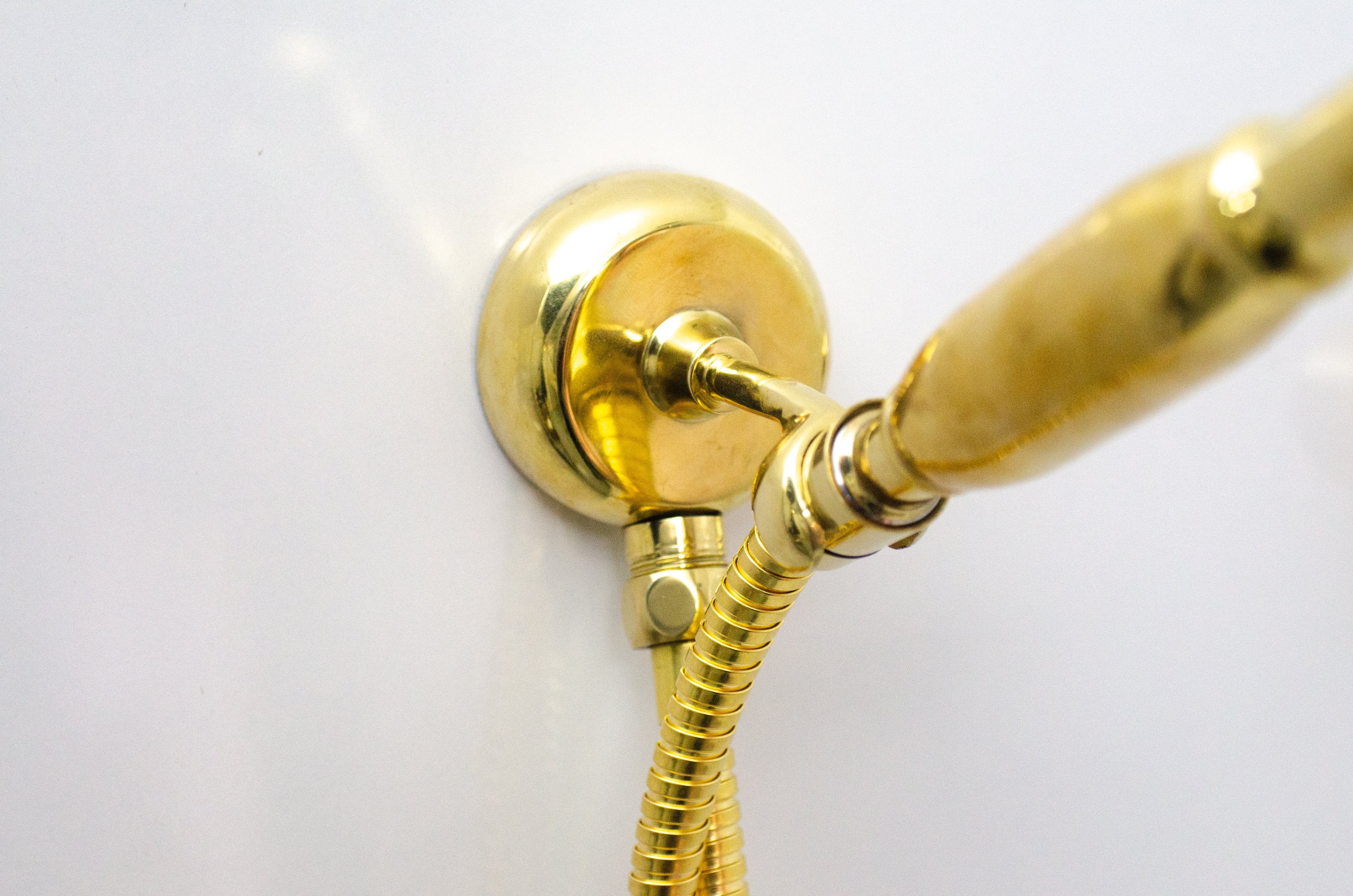 Unlacquered Brass - Wall Mounted Tub Filler With Handheld Shower