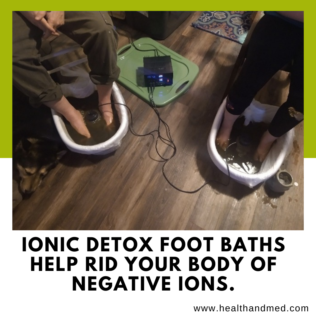 a family performing ionic foot detox sessions at home