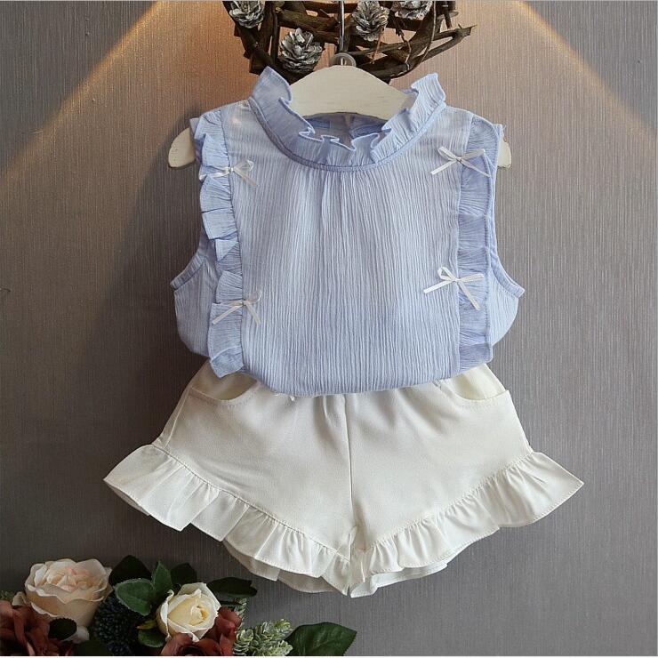 2-8 Years Kids Clothes for Girls The Bow Skirt and Lace Top Summer Sui ...