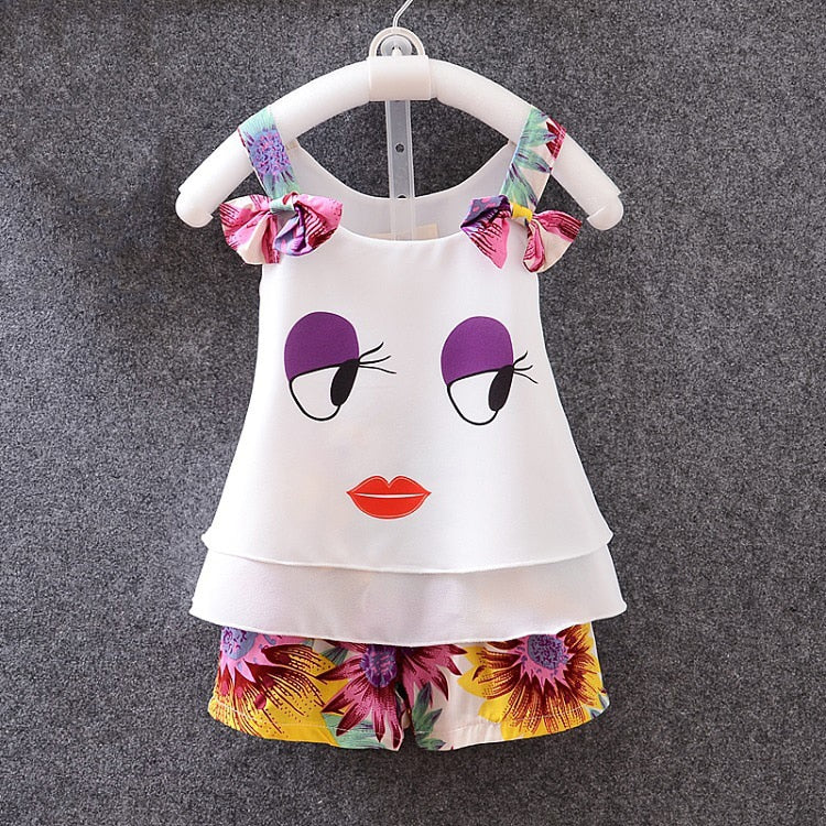 2018 Children Summer Fashion Toddler Girls Set Clothes Kids Chiffon To ...